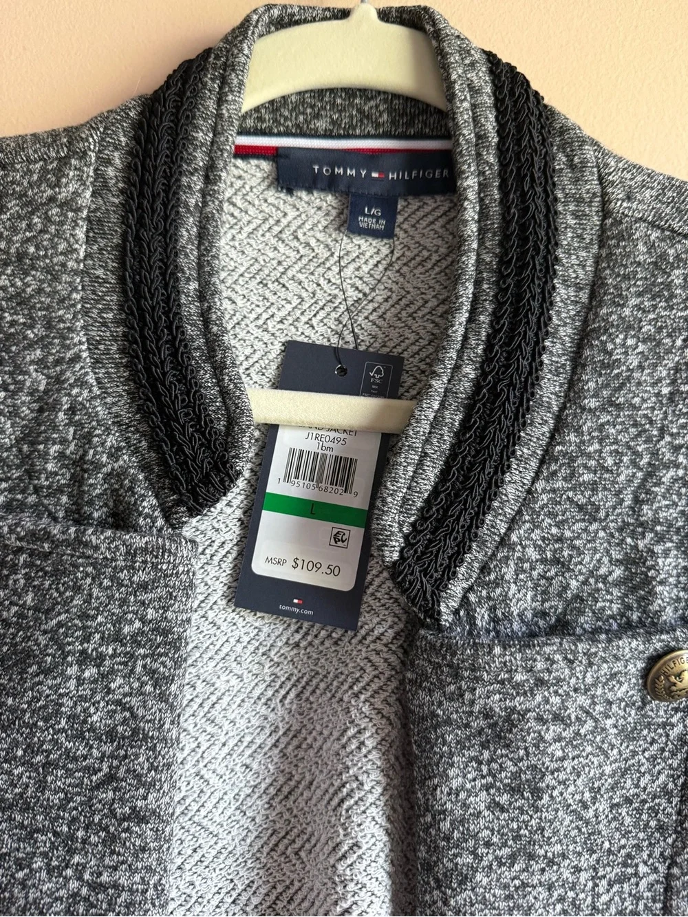 Tommy Hilfiger Charcoal Gray Double-Breasted Military Blazer